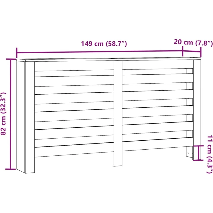 vidaXL Heizkörperverkleidung Grau Sonoma 149x20x82 cm Holzwerkstoff 852704 – Bild 7