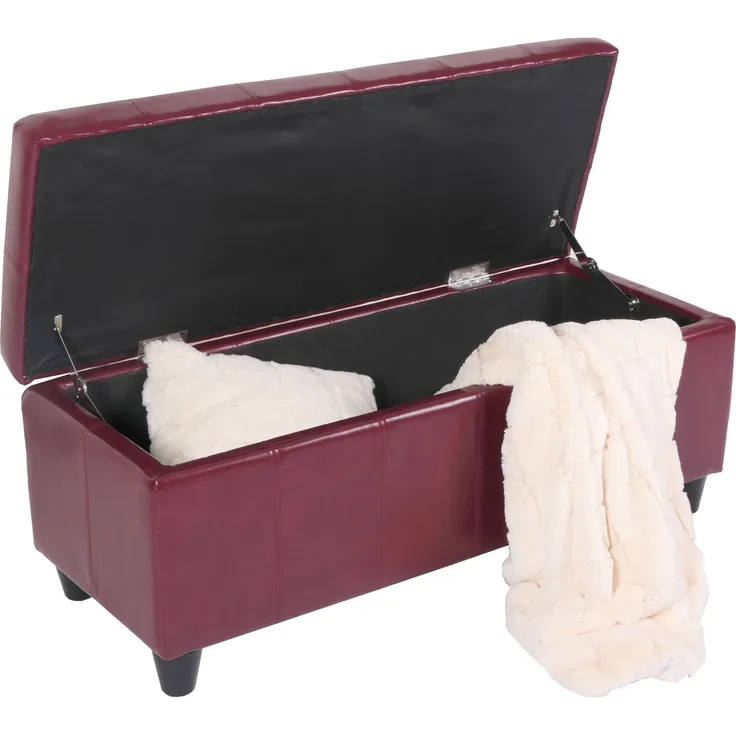 Bank Sitzbank MIT Aufbewahrung Kriens Leder + Kunstleder 112x45x45cm FSC®-zertifiziert ~ rot