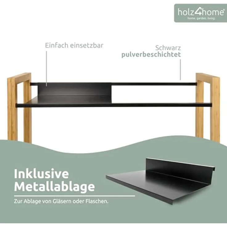 Getränkekistenregal inkl. Ablage - Bambus / Schwarz - 4 Kisten – Bild 6