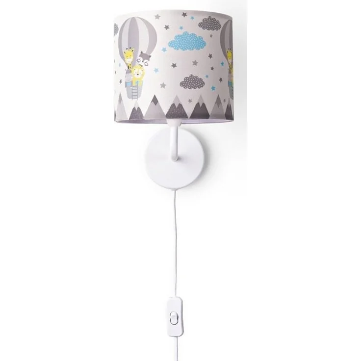 Paco Home Wandleuchte Cosmo 343, ohne Leuchtmittel, Lampe Kinderzimmer Stecker âˆ…18cm Heißluftballon Tiere Kabel 3m E14 – Bild 4