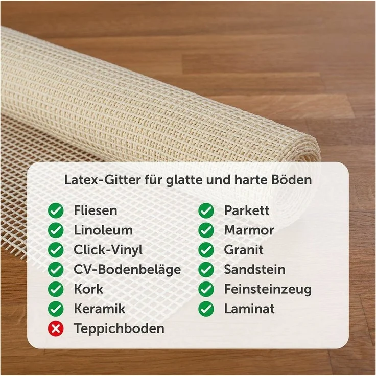 Blumtal Antirutsch Teppichunterlage Antirutschunterlage - unsichtbare Antirutschmatte, Universal Stopper, (individuell zuschneidbar, rutschfest, 2-St), Fußbodenheizung geeignet, Ohne Weichmacher - Made in Germany – Bild 3