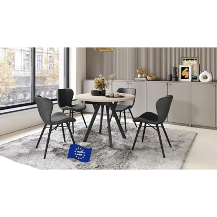 designimpex Esstisch Design Esstisch Aldo ausziehbar 90 cm bis 145 cm rund Esszimmer Tisch, Esstisch, Esszimmertisch, Tisch, Ausziehtisch, Küchentisch, Esszimmer – Bild 2