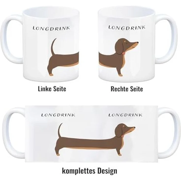 speecheese Tasse Dackel Kaffeebecher mit Spruch Longdrink – Bild 4