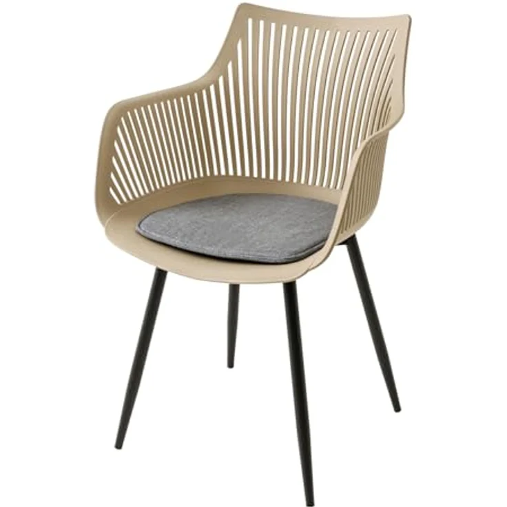 riess-ambiente SIGNUM 4-Fußstuhl greige/schwarz, Kunststoff, Indoor/Outdoor, mit Armlehnen, Esszimmer- und Gartenstuhl – Bild 1