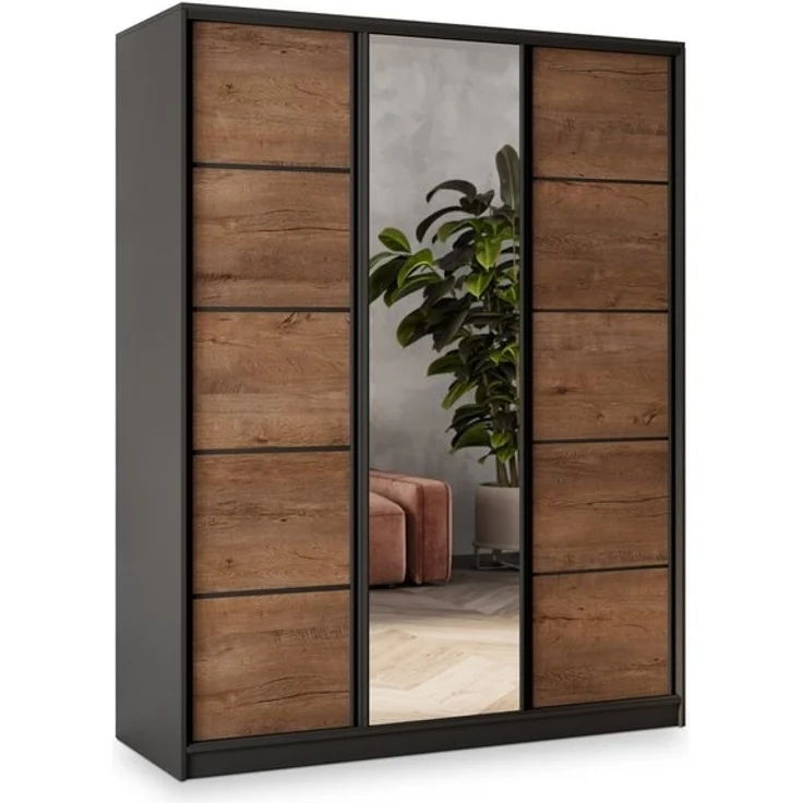 Masseno Schwebetürenschrank NATA Kleiderschrank mit Spiegel und Schubladen Schlafzimmerschrank – Bild 4