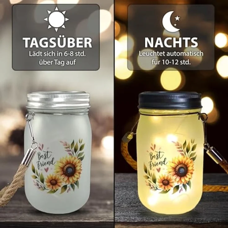 speecheese Dekolicht Beste Freundin Sonnenblume Solarlicht mit Spruch Best friend – Bild 3