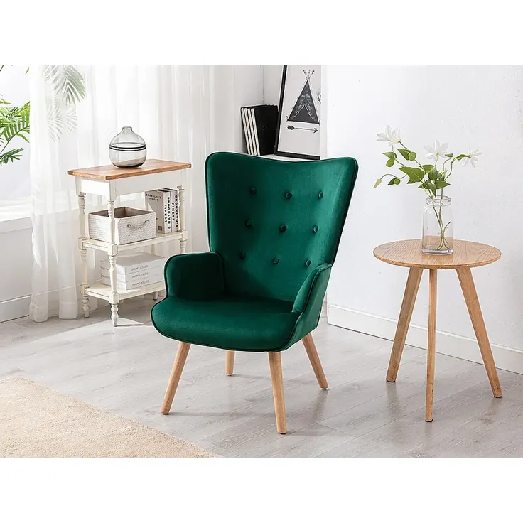 Vente-unique - VATELY Sessel SamtStoff Grün - B 78 cm x H 95,5 cm x L 69 cm