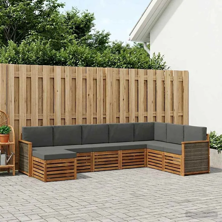 vidaXL Outdoor-Sofagarnitur 8 stk. 8-Sitzer Natur und Anthrazit 3384708