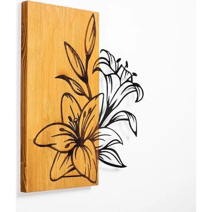 Wallity 'MA-280' Dekoratives Wandaccessoire aus Holz, Walnuss / Schwarz, 58 x 52 cm