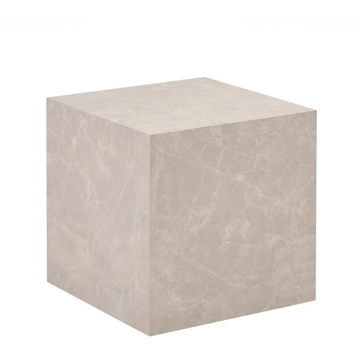 HOME DELUXE Couchtisch SELY - 50 x 50 x 50 cm, Travertin-Effekt, Marmoroptik Beistelltisch, Japandi – Bild 5
