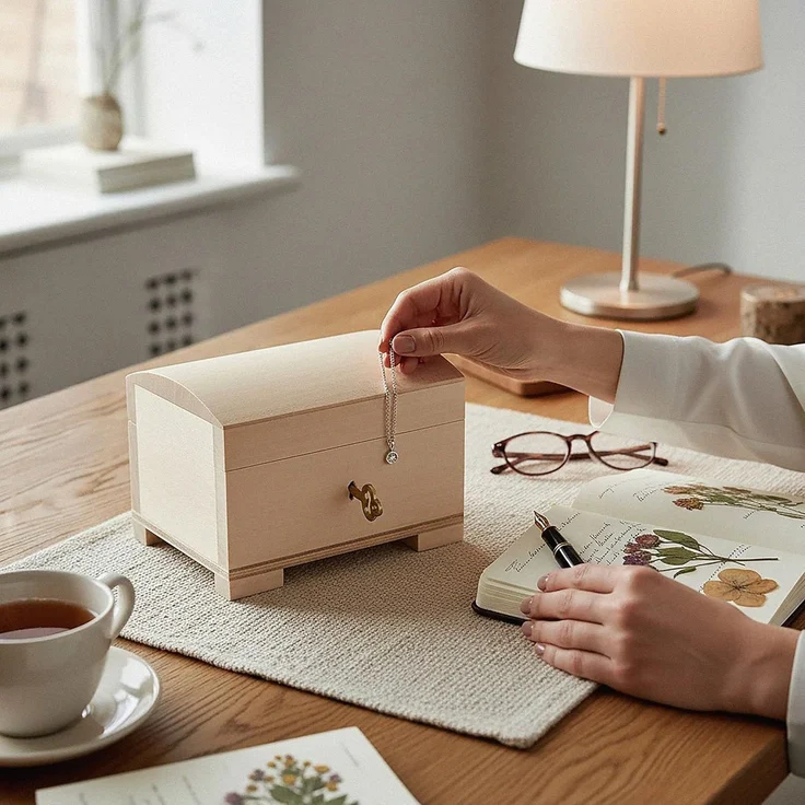 Creative Deco Holzkiste Schatztruhe mit Deckel, Schloss und Schlüssel, Abschließbare Holzbox für Gegenständen, Aufbewahrung und Dekoration – Bild 2