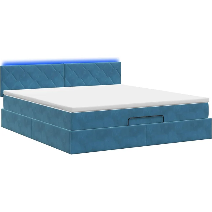 vidaXL Ottoman-Bett mit Matratze und LED Dunkelblau 160 x 200 cm Samt 3457225 – Bild 9