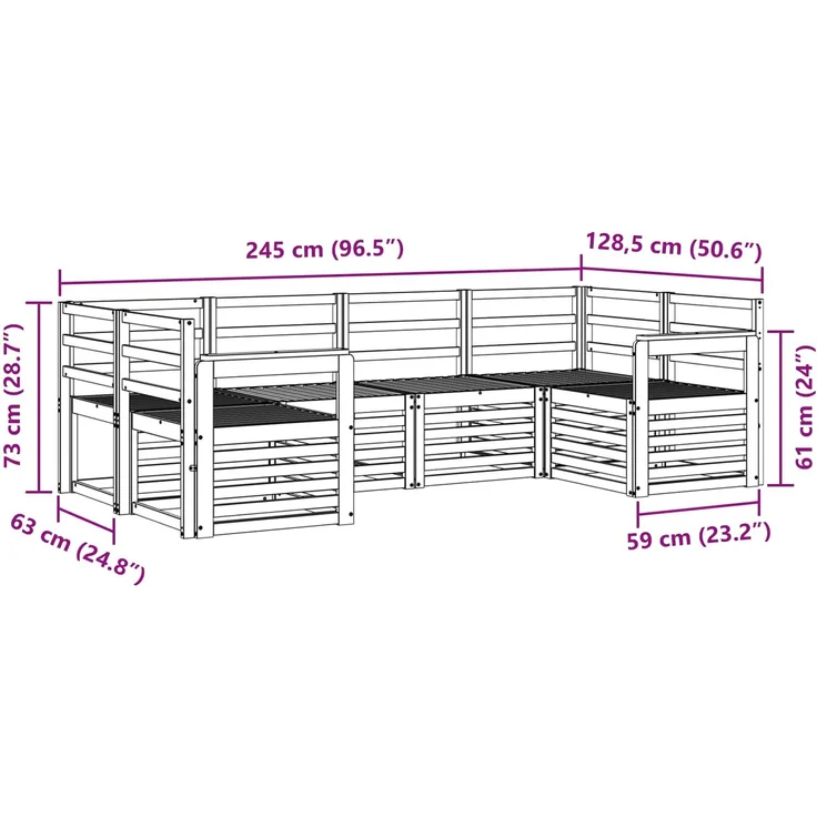 vidaXL Outdoor-Sofagarnitur 6 stk. 6-Sitzer Natur Massivholz Akazie 3375354 – Bild 7