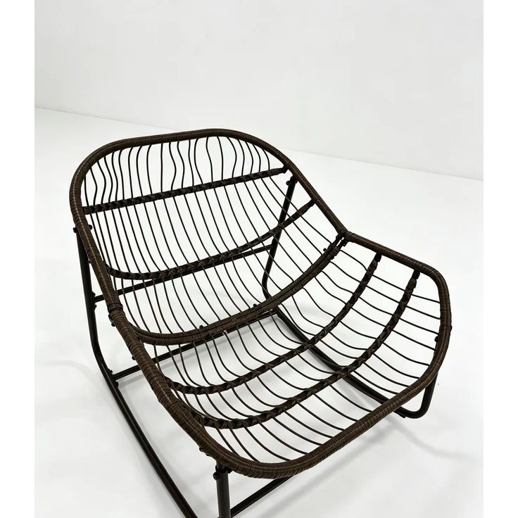 Outdoor-Schaukelstuhl 78 x 106 x 90 cm aus Polyrattan mit Stahlgestell und Polster, Orange – Bild 6