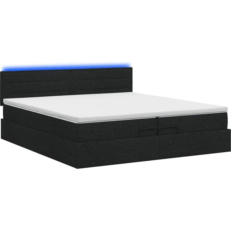vidaXL Ottoman-Bett mit Matratze und LED Schwarz 200 x 200 cm Stoff 3456852 – Bild 9