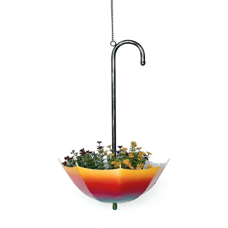 DanDiBo Blumenampel Metall Hängeampel mit Topf Innen Außen Regenschirm Hängepflanzen 57 cm 96258 S Pflanzenhänger Blumenhänger Topfhänger Blumen – Bild 1