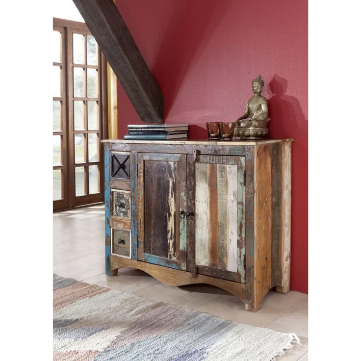 Kommode Altholz 110x40x85 mehrfarbig lackiert NATURE OF SPIRIT #17 – Bild 9