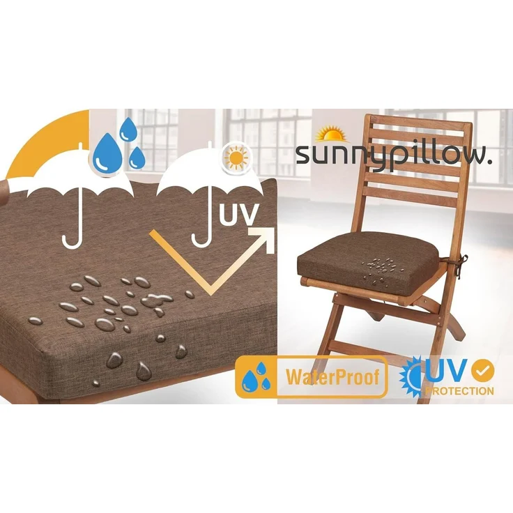 sunnypillow Stuhlkissen 2er Set Stuhlkissen 40x40 cm, zylindrische Form, "HAVANA", Braun – Bild 3