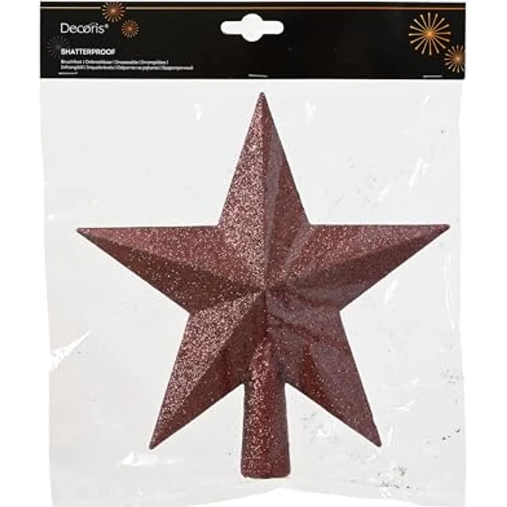 Kaemingk Christbaumspitze, Christbaumspitze Stern mit Glitzer 19cm Kunststoff - Kastanienbraun – Bild 2