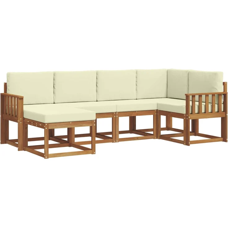 vidaXL Outdoor-Sofagarnitur mit Kissen 6 pcs Natur und Creme 3366633 – Bild 2