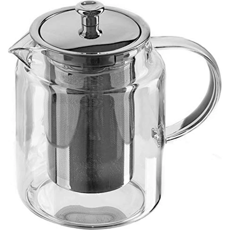 KVOTA Teekanne Glaskanne mit Edelstahl-Siebeinsatz und Deckel, 1L,Teebereiter, 1 l, (1-St), hochwertiges Borosilikatglas – Bild 1