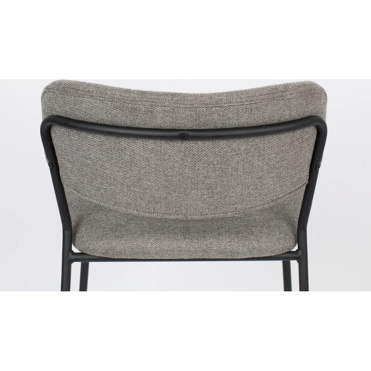 Barhocker Jolien im 2er-Set, Theken- und Küchenhocker mit gepolstertem Sitz aus 100% Stoff in Grau und schwarzem Metallgestell, Sitzhöhe 65 cm – Bild 8