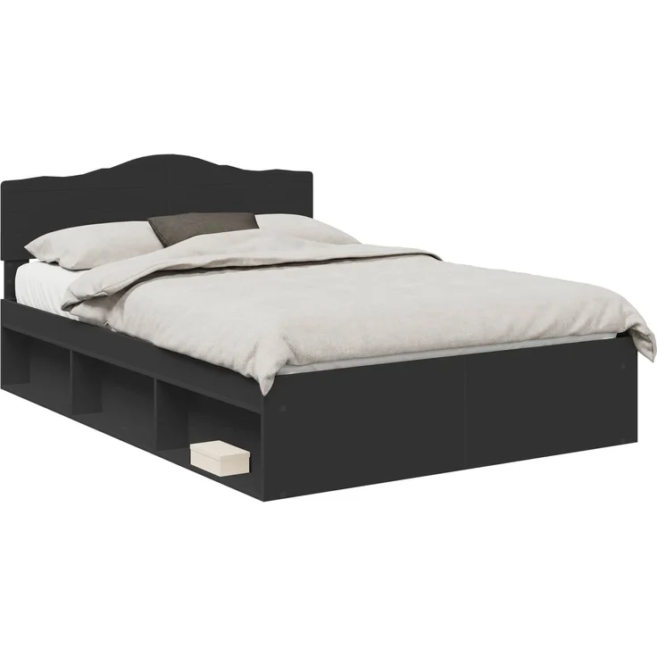 vidaXL Bettrahmen Schwarz 160 x 200 cm Massives Kiefernholz 3412872 – Bild 1