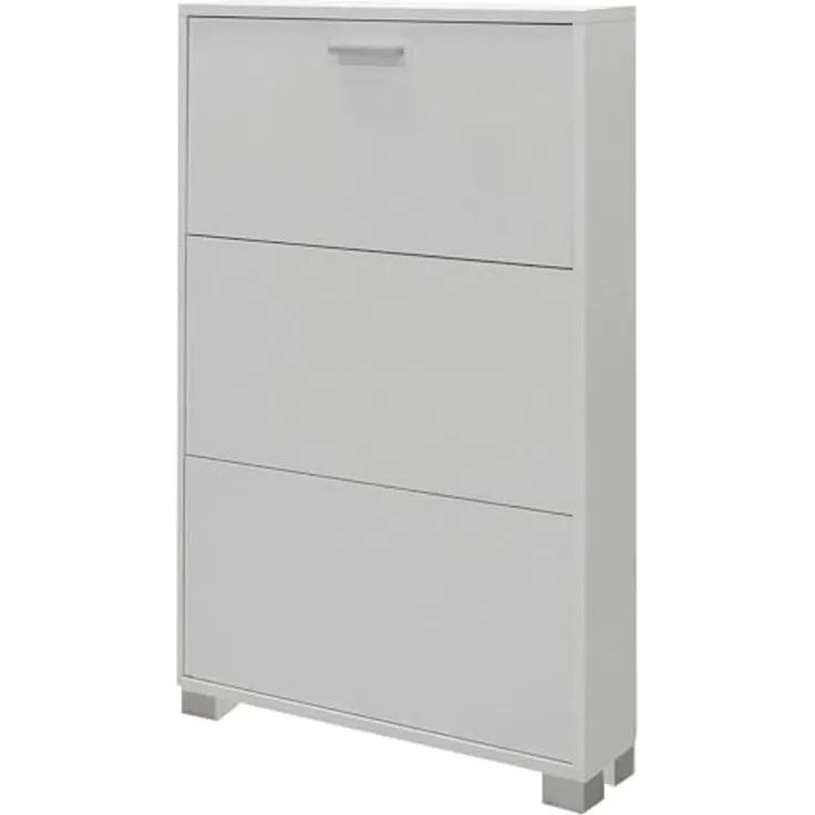 Dmora Schuhschrank mit DREI Türen aus weißem Holz, 70 x 18 x 118 cm
