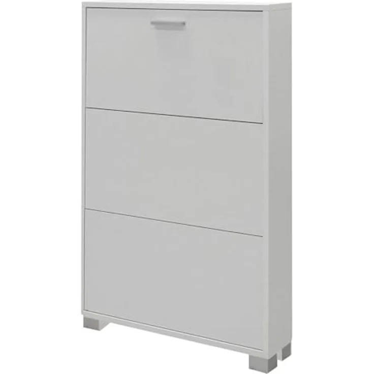 Dmora Schuhschrank mit DREI Türen aus weißem Holz, 70 x 18 x 118 cm – Bild 1