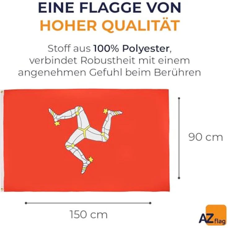 AZ FLAG - Flagge Isle Of Man - 150x90 cm - Englische Fahne 100% Polyester mit Messing-Ösen - 110g – Bild 3