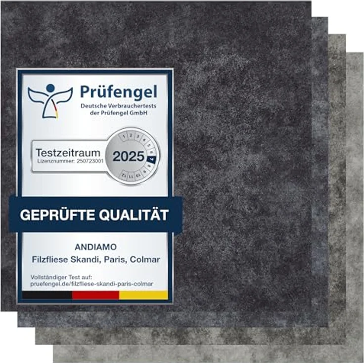 Andiamo Teppichfliese Colmar Nadelfilz, quadratisch, Höhe: 4 mm, 40x40 cm, selbstklebend, robust & strapazierfähig, 25 Stück (4 qm) – Bild 2