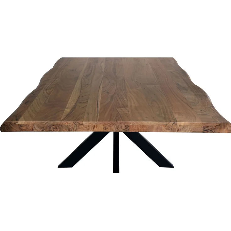 LC Home Esstisch »Ottawa« 180x90 cm Akazie massiv – Massivholztisch mit Baumkante & schwarzem Spinnengestell – Bild 6