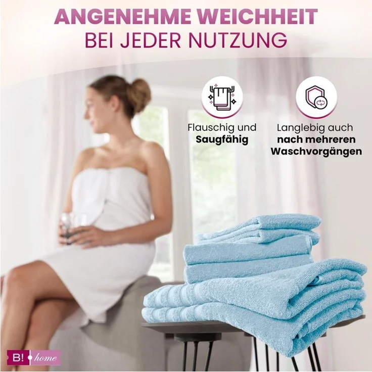B!HOME Handtücher Set Saunatücher, Duschtücher, Gästehandtücher 100% Baumwolle, (Spar-Set, 4-St), flauschig saugfähig Frottee weich – Bild 1