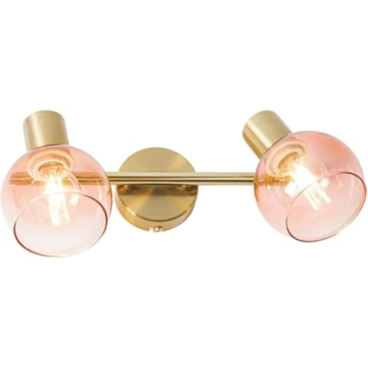 Qazqa LED Aufbaustrahler Vidro, ohne Leuchtmittel, E14, Rosa, Art Deco, Stahl, 2-flammig – Bild 4