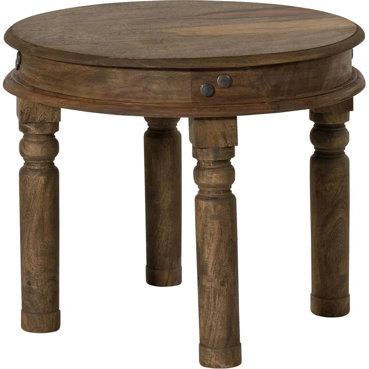 Couchtisch Sheesham rund Ø 60 cm grau geölt LEEDS #05