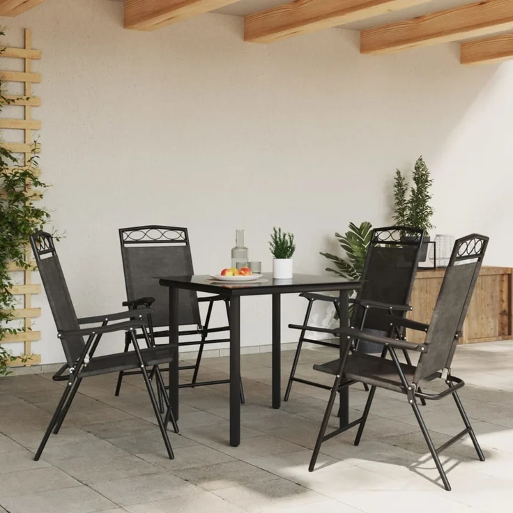 vidaXL Klappbare Gartenstühle 4 Stk. Graumeliert Stahl und Textilene 3157293 – Bild 2