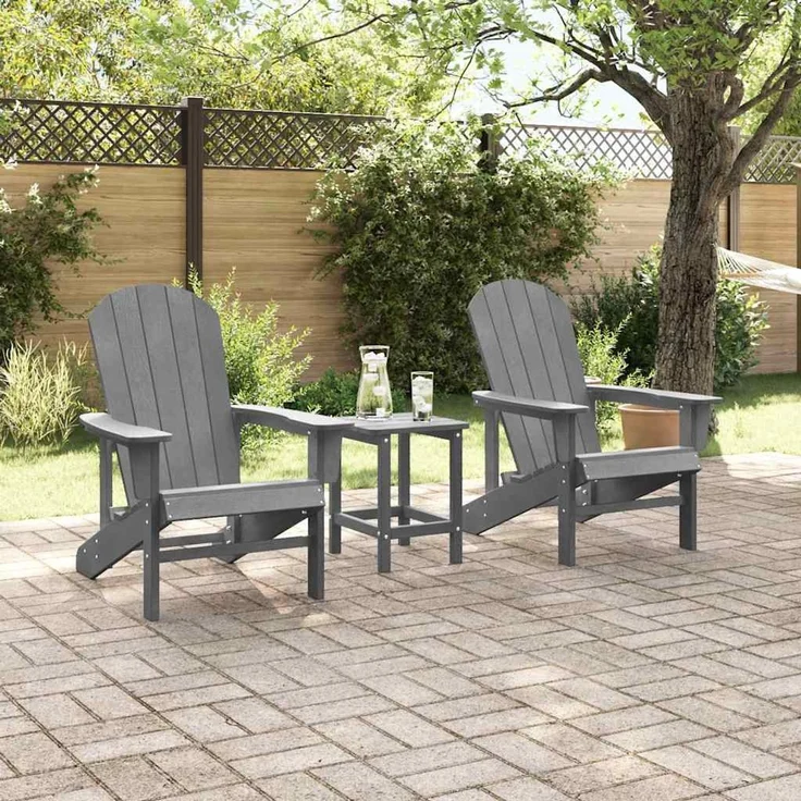 3er Set Gartenstuhl, Balkonstuhl Hellgrau Polyethylen – Bild 4