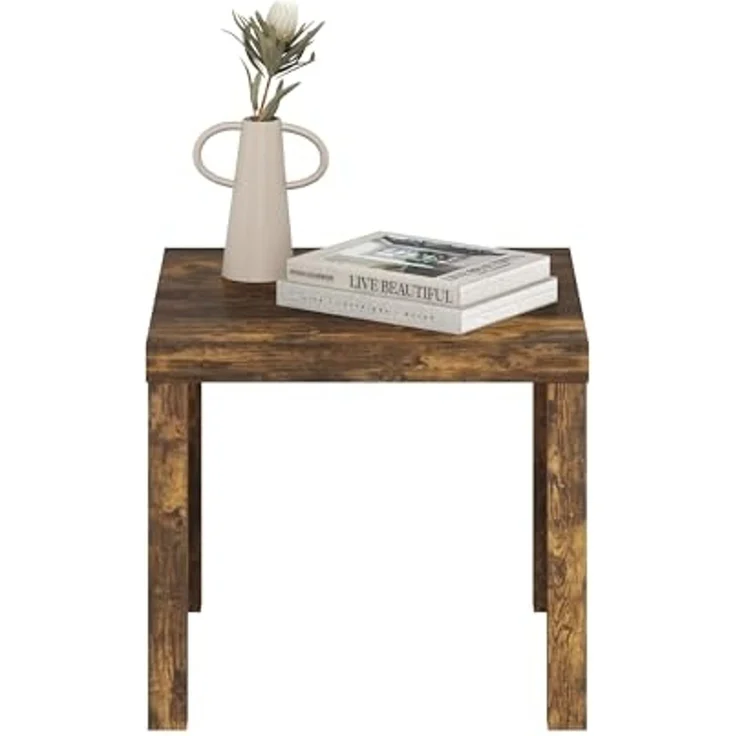 Furinno Klassischer Heimischer Quadratischer Beistelltisch, Bernstein-Kiefer – Bild 4