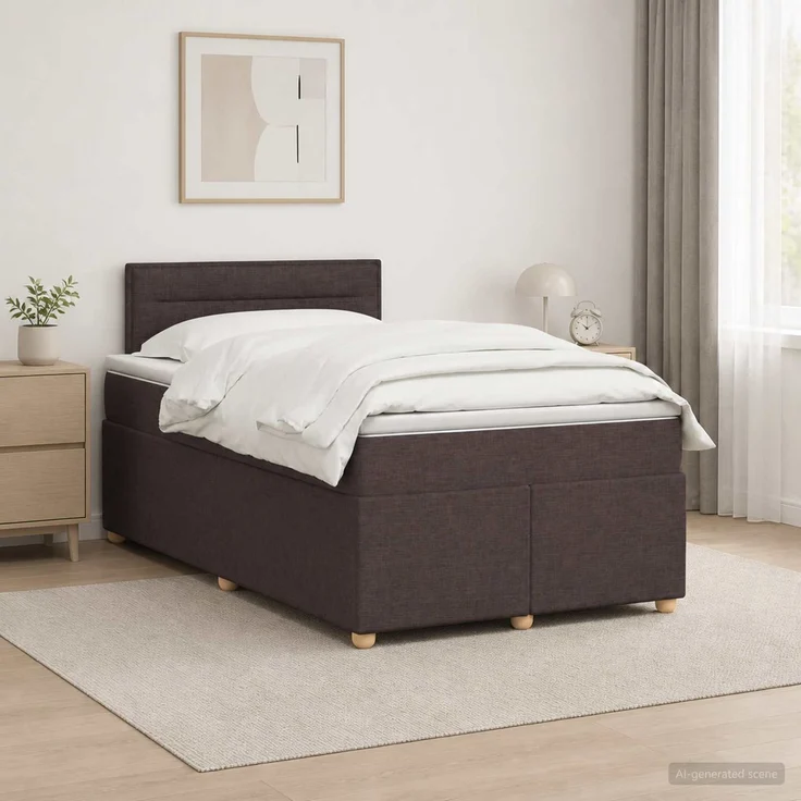 vidaXL Boxspringbett mit Matratze Dunkelbraun 120 x 190 cm Stoff 3452369 – Bild 1