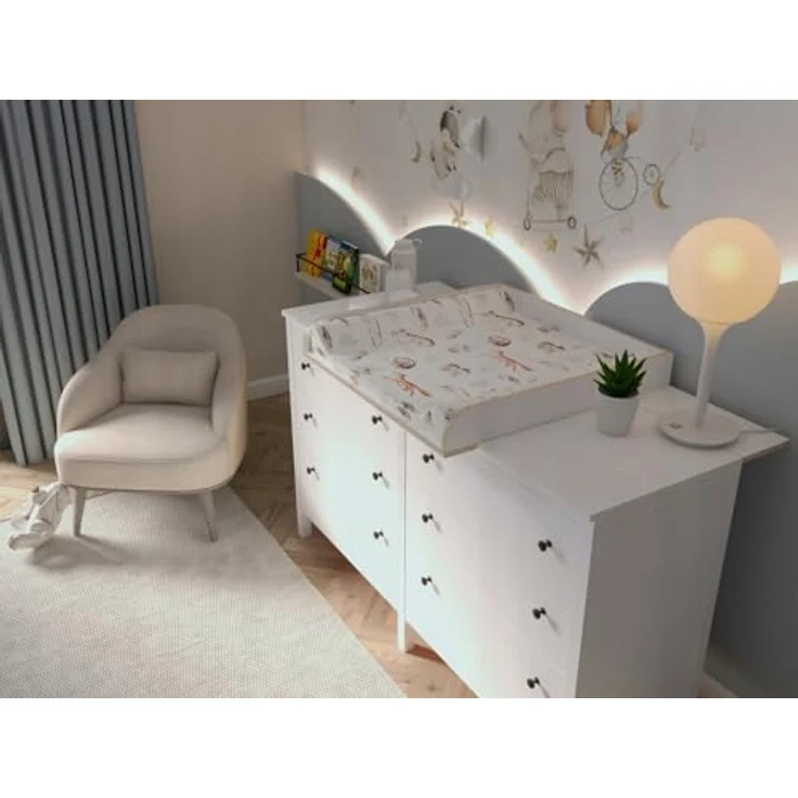 REGALIK Wickelaufsatz für Hemnes Kommode mit 8 Schubladen IKEA 78x80 cm - Abnehmbar Wickeltischaufsatz für Kommode in Rose - Abgeschlossen mit ABS Material 1mm – Bild 7