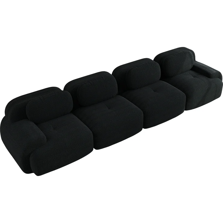 4-Sitzer-Sofa aus weichem Cordstoff,32D hochelastische Polsterung haustierfreundlich und ergonomisch vakuumverpackt frei kombinierbar ohne Montage für Schlafzimmer und Büro,Cordstoff,Black, – Bild 5