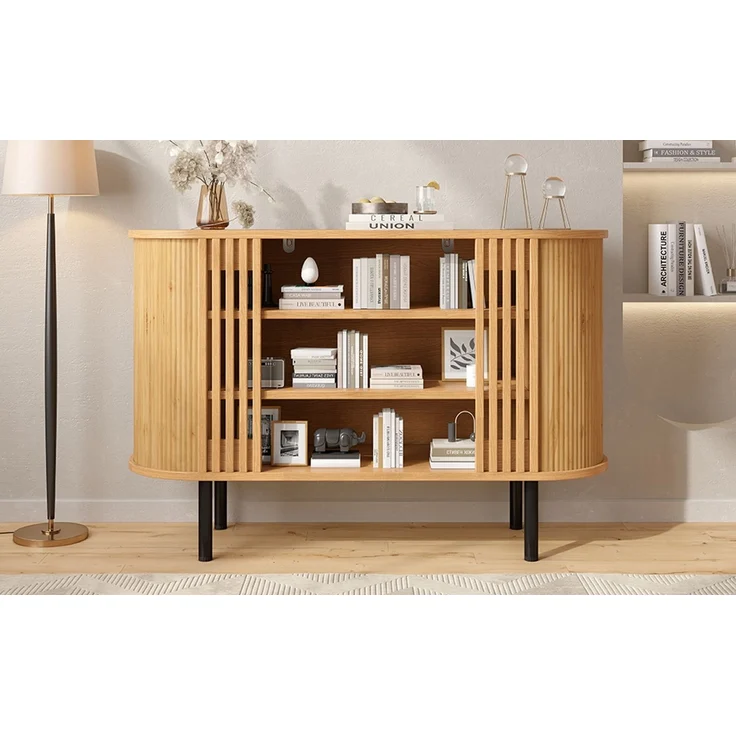 ZUBALIYA Sideboard 120x40x80 cm, aus MDF / Spanplatte, Natur – Bild 18