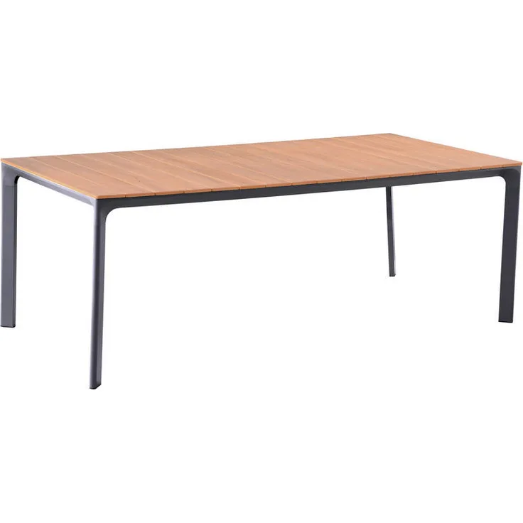 Gardenson Gartentisch, rechteckig, Anthrazit/Braun, 100x74x208 cm, UV- und wetterbeständig, Metall/Kunststoff