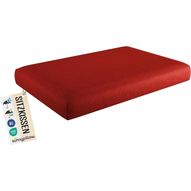 sunnypillow Palettenkissen mit abnehmbarem Bezug UV - beständig Outdoor wasserdicht Kaltschaum Palettenauflage Palettenpolster Palettensofa Sitzkissen 120 x 60 x 15 cm Rot – Bild 1