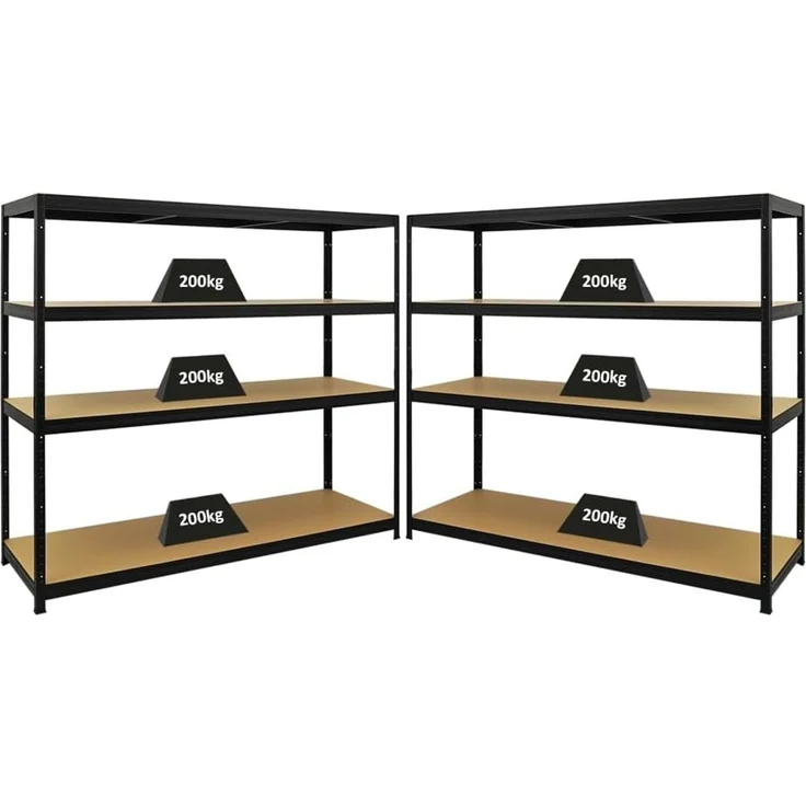 PROREGAL Mega Deal | 2X Schwerlastregal Giant Elephant | HxBxT 160 x 180 x 60 cm | Fachlast 200kg | Schwarz | Kellerregal, Steckregal, Garagenregal, Lagerregal