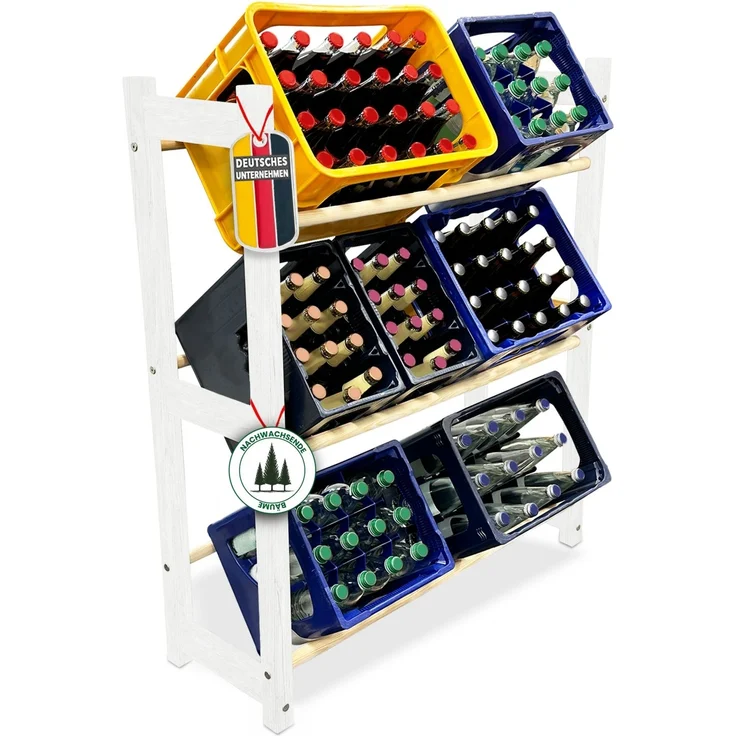 Mein-Regal Getränkekistenregal THORE Getränkeregal 6 Kisten Flaschenregal Getränkekiste Obstkiste Gemüse Farbe Natur LxBxH 92x31x108 – Bild 11