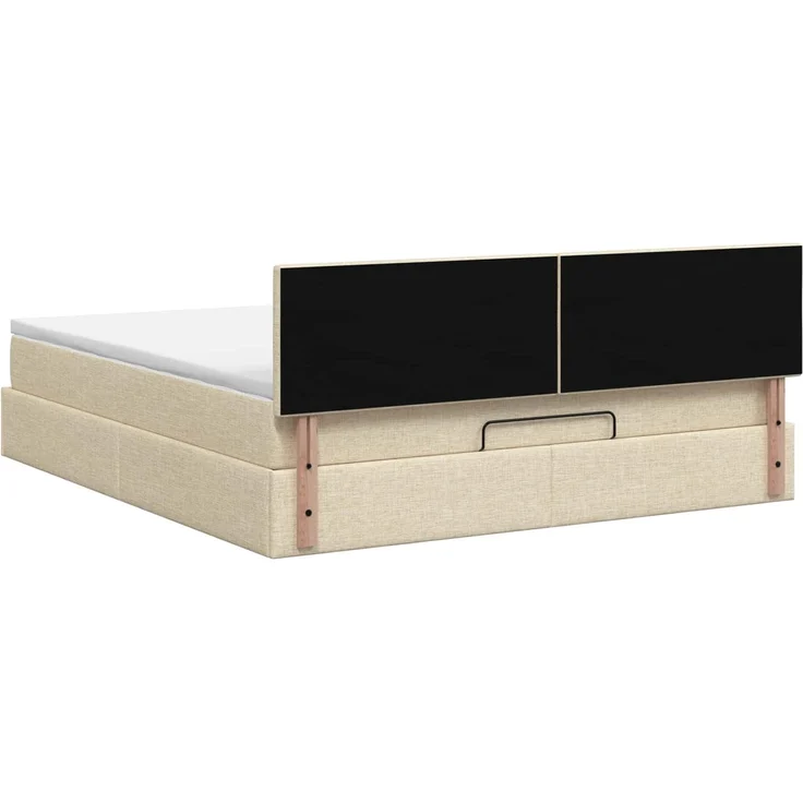 vidaXL Ottoman Bett mit Matratze mit Kopfteil Creme 140 x 200 cm Stoff 3456335 – Bild 9