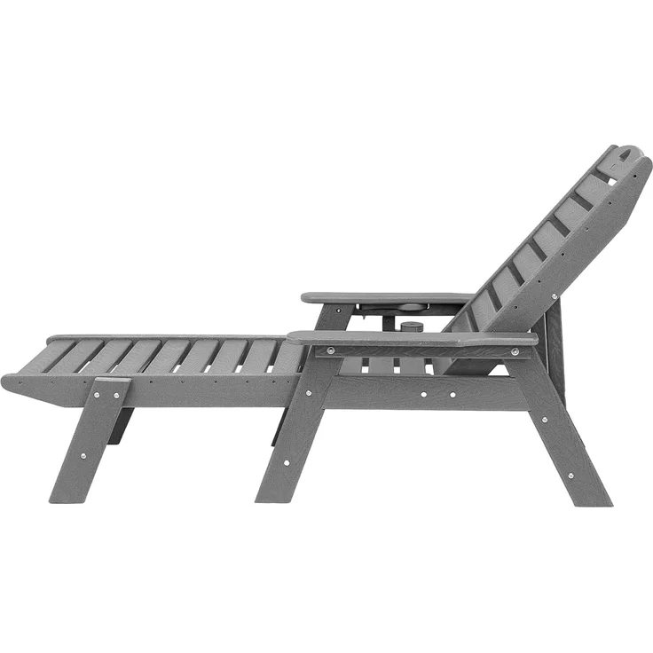 VEVOR Sonnenliege, 181 kg Tragkraft, HDPE Gartenliege, Strandliege mit 6-Fach Verstellbarer Rückenlehne, Armlehne, Getränkehalter, Balkonliege, Terrassenliege für Pool, Terrasse, Patio, Rasen, Grau – Bild 9