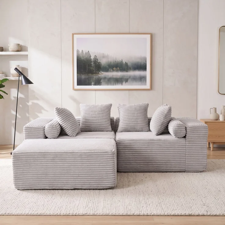3-Sitzer Ecksofa B 266 x T 110 x H 60,01 cm, modular mit Schaumstoff und Federn – Bild 1