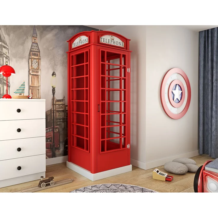 Telefonzelle Schrank – Telefonbox 1-türig in Rot – Bild 6